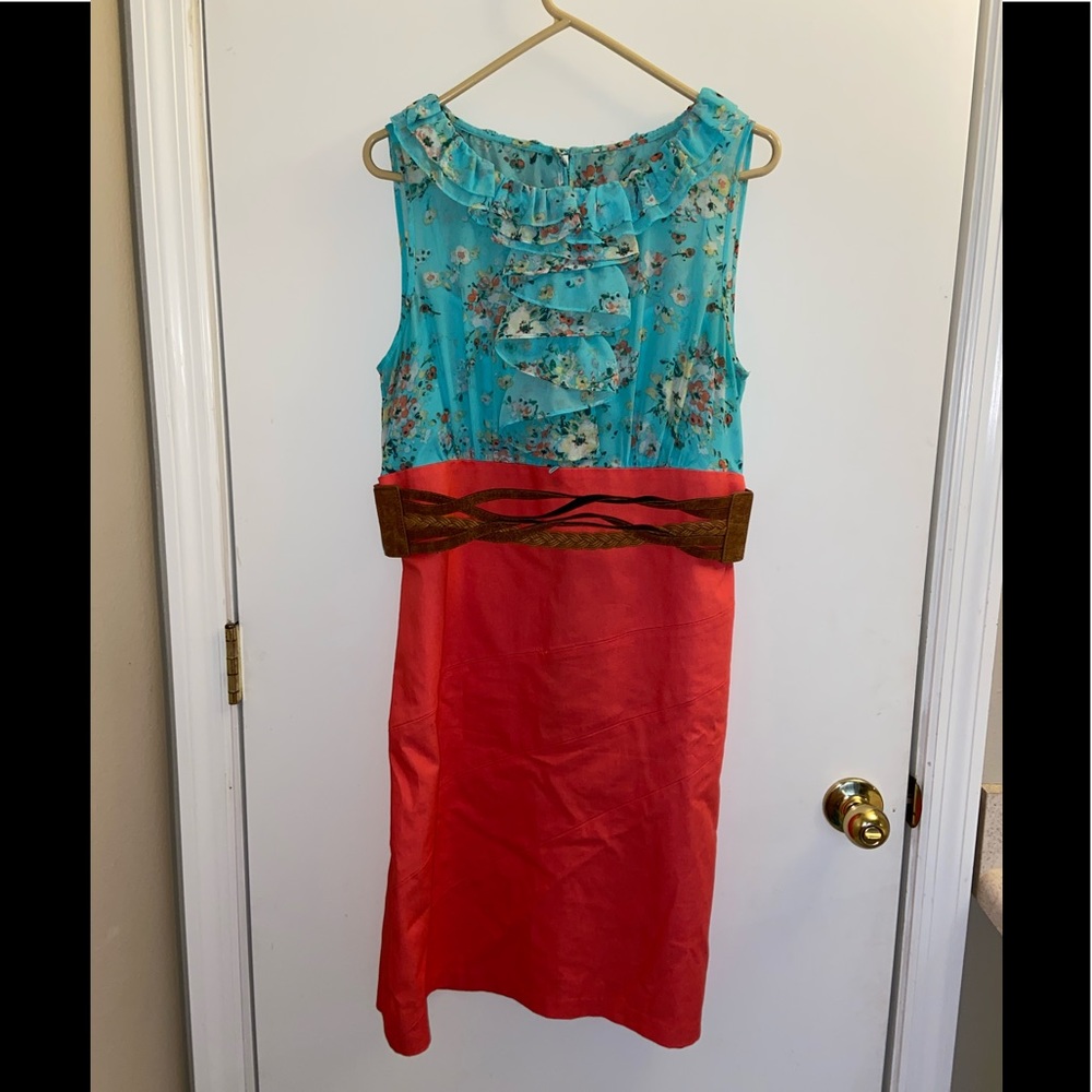 Alyx Blue & Coral Floral Dress Size 14 SOLD